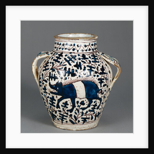 Relief-Blue Jar with Running Boars by Anonymous