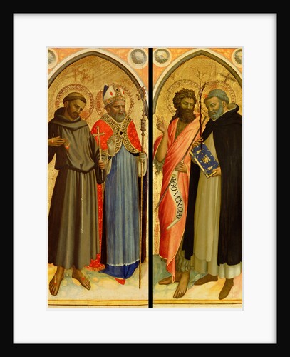 Saint Francis and a Bishop Saint, Saint John the Baptist and Saint Dominic by Fra Angelico