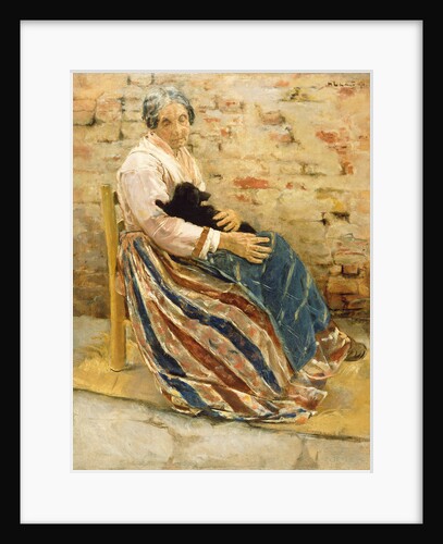 An Old Woman with Cat by Max Liebermann