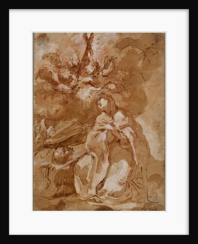 A Female Saint Contemplating a Crucifix by Giovanni Antonio Guardi