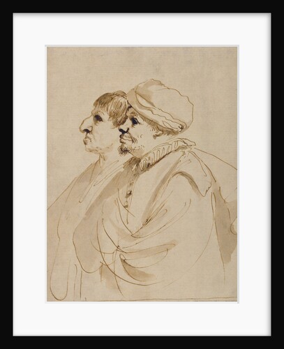 Caricature of Two Men Seen in Profile by Guercino