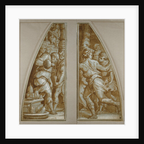 Bearded Man Filling a Glass and Youth Running by Giorgio Vasari