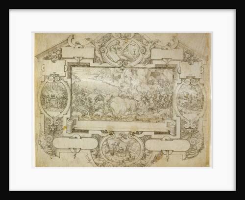 The Destruction of Pharoah's Army and Other Scenes within a Cartouche by Etienne Delaune