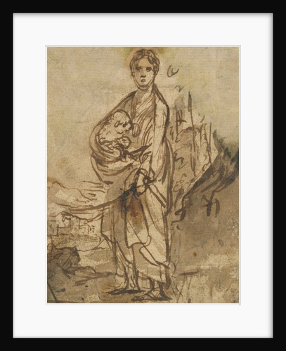 Saint Agnes (recto), Figure Studies (verso) by Adam Elsheimer