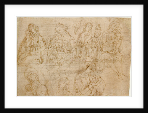 Studies of the Virgin and Child (recto), Virgin and Child Enthroned (verso) by Desiderio da Settignano