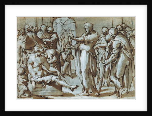 Raising of the Son of the Widow of Naim (recto), Madonna and Child with Saints (verso) by Giovanni Battista Naldini