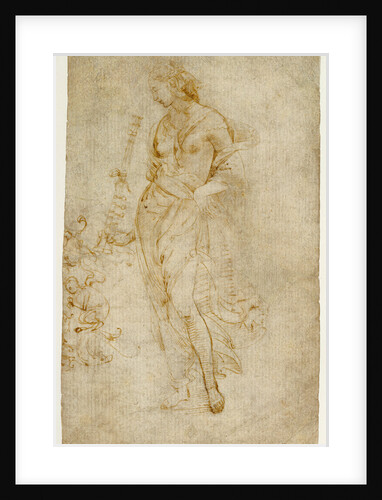 Female Figure with a Tibia, and Ornamental Studies (recto), Ornamental Studies (verso) by Raphael