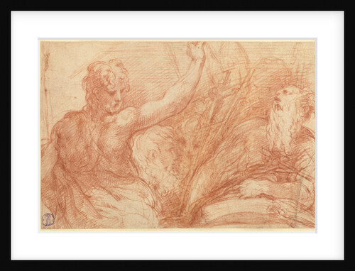 Studies of Saints John the Baptist and Jerome, a Crucifix, and Various Heads (recto), Studies of the Christ Child, a Crucifix, and a Dog (verso) by Parmigianino