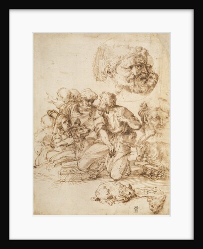 A Group of Shepherds, and Other Studies by Agostino Carracci