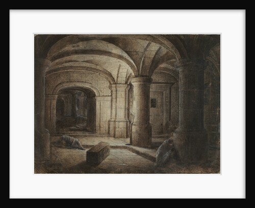 The Crypt of a Church with Two Men Sleeping by Hendrick van Steenwijck the Younger