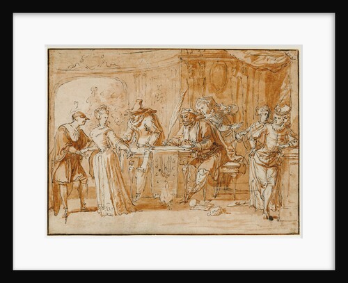 Scene from the Italian Comedy (recto), Figure Study (verso) by Claude Gillot