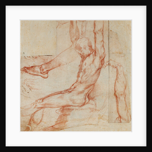 Study of a Man with Various Sketches (recto), Study of a Man's Draped Leg (verso) by Polidoro da Caravaggio