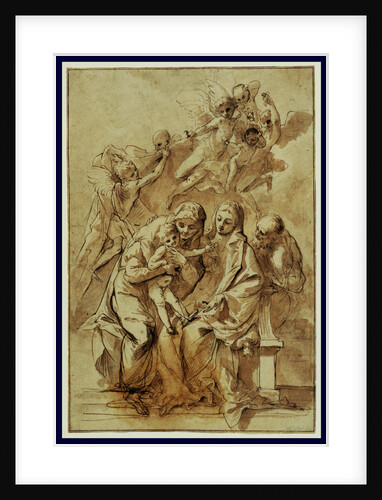 Holy Family with Saint Anne (recto), Figure Sketches (verso) by Pietro Testa