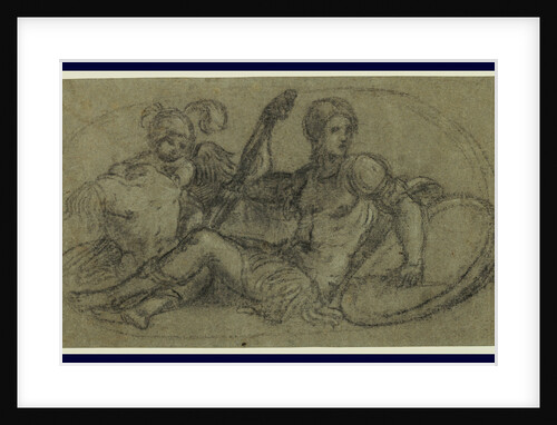 Seated Male Figure with Putto and Armor by Paris Bordone