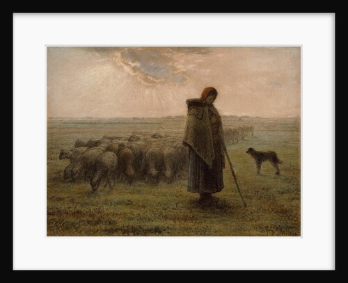 Shepherdess and Her Flock by Jean-François Millet