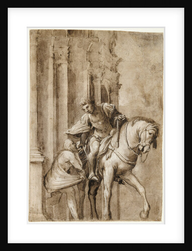 Saint Martin Dividing His Cloak with a Beggar by Lorenzo Lotto