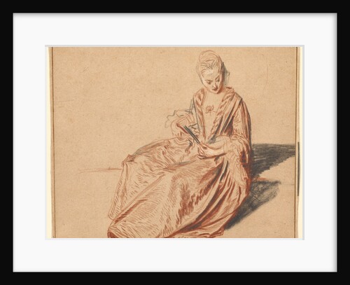 Seated Woman with a Fan by Jean-Antoine Watteau
