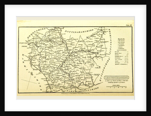A Topographical Dictionary of the United Kingdom, Leicestershire map, UK by Anonymous