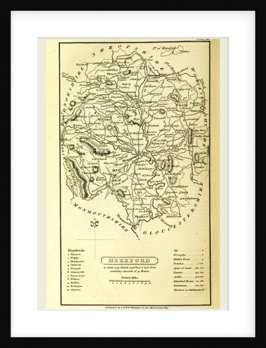 Hereford map, A Topographical Dictionary of the United Kingdom, UK by Anonymous