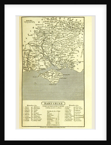 Hampshire, map 1824, A Topographical Dictionary of the United Kingdom, UK by Anonymous