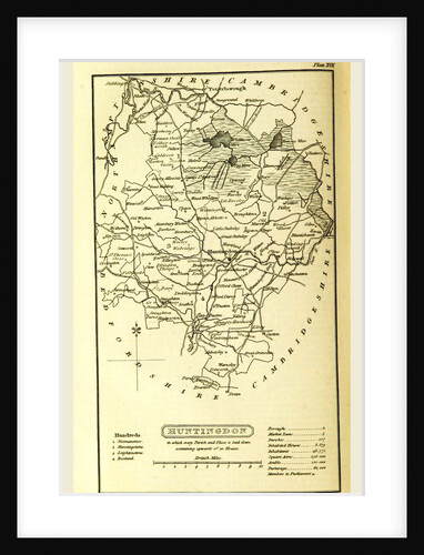 Huntingdon map, A Topographical Dictionary of the United Kingdom, UK by Anonymous