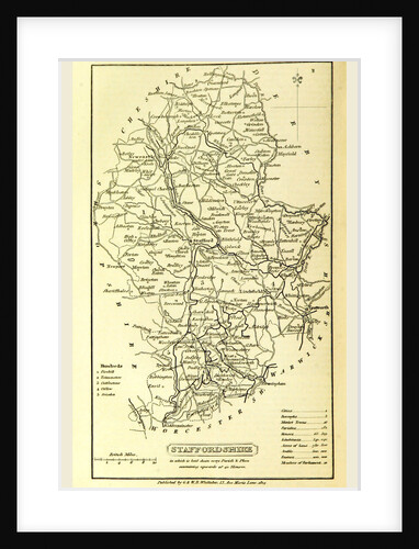 Staffordshire, map 1824, A Topographical Dictionary of the United Kingdom, UK by Anonymous