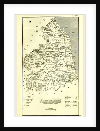 Northumberland map, 1824, UK by Anonymous