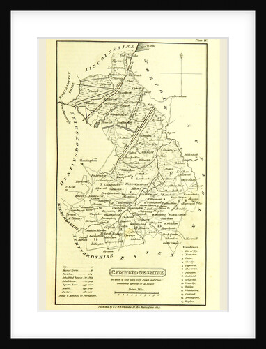 Cambridgeshire map, A Topographical Dictionary of the United Kingdom, UK by Anonymous