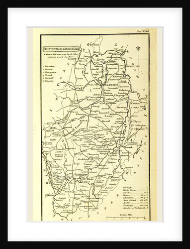 Nottinghamshire, map, A Topographical Dictionary of the United Kingdom by Anonymous
