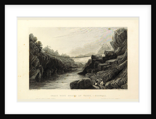 Grass rope bridge at Teree, Gurwall, Views in India by Anonymous