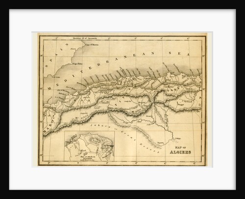 Map Algiers, 19th century by Anonymous