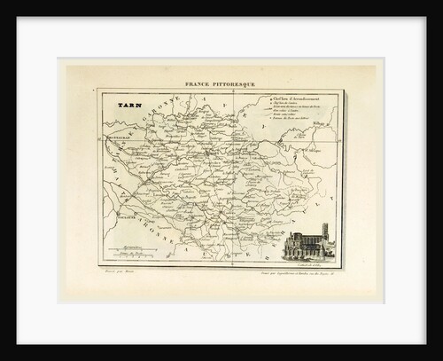 Map Tarn, France pittoresque, 19th century by Anonymous