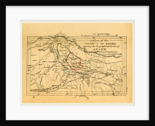 Map valley of the Ganges India, Outline of the Topography and Statistics of the Southern Districts of Oud'h, and of the cantonment of Sultanpur-Oud'h by Anonymous