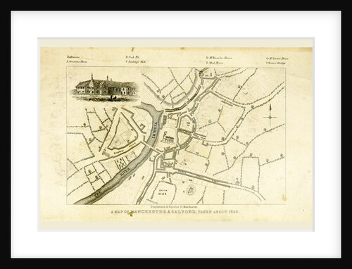 Map, Mancuniensis or an history of the town of Manchester and Salford by Anonymous