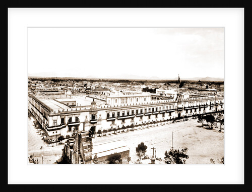 Palace from cathedral, city of Mexico, Mex, Jackson, Castles & palaces, Plazas, Mexico, Mexico City, 1880 by William Henry