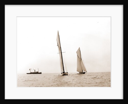 Columbia and Shamrock I maneuvering for the start, Columbia (Sloop), Shamrock I (Yacht) by Anonymous
