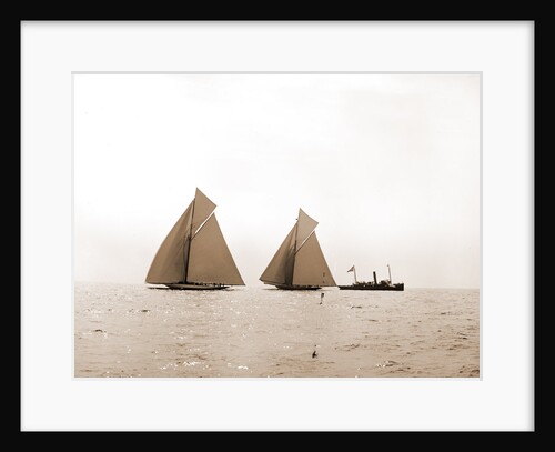 Columbia and Shamrock I across the starting line, Columbia (Sloop), Shamrock I (Yacht) by Anonymous