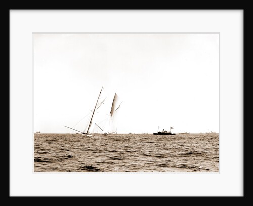 Columbia driving by the Shamrock I, Columbia (Sloop), Shamrock I (Yacht) by Anonymous