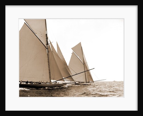 Shamrock I and Columbia after the start, Columbia (Sloop), Shamrock I (Yacht) by Anonymous