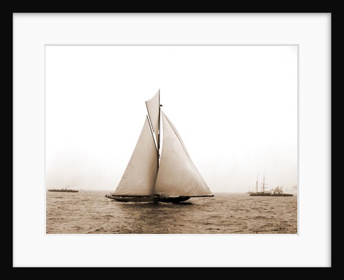 Shamrock I crossing finishing line, Shamrock I (Yacht) by Anonymous
