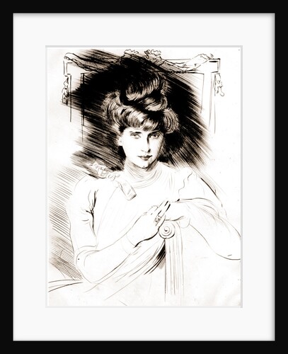 Woman seated with arms resting on chair, half-length portrait by Anonymous
