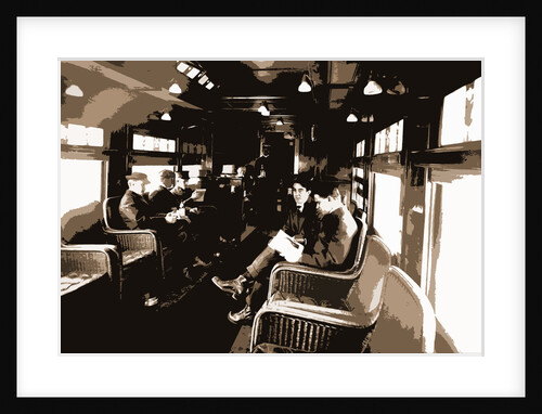 Buffet library car on a deluxe overland limited train, Railroad dining cars by Anonymous