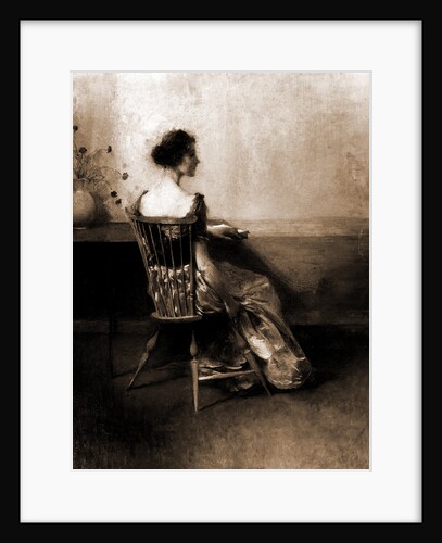 Lady in black & rose by Thomas Wilmer Dewing