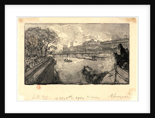 Le Louvre, vu du Pont-Neuf, 1890 by Auguste Louis Lepère