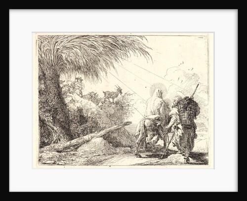 The Flight, Holy Family at the Right, Joseph Looking to the Left, 1750-1753 by Giovanni Domenico Tiepolo