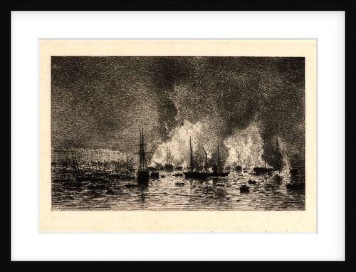 Fire in the Port of Bordeaux (Incendie dans le Port de Bordeaux), 1869 by Maxime Lalanne