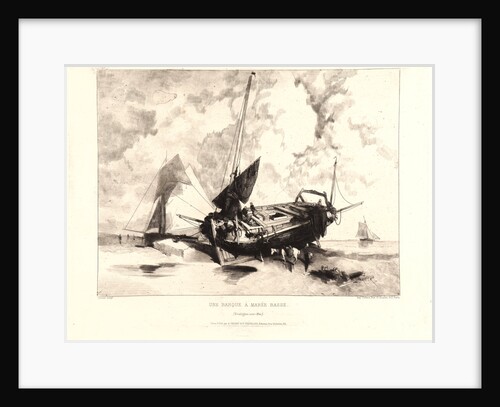 Une Barque à Marée Basse (Boulogne-sur-Mer), 19th century by Louis Adolphe Hervier