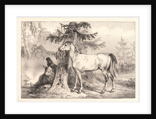 Cossack and Horse beside a Tree, 19th century by Horace Vernet