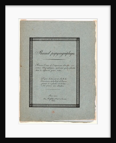 Cover for Receuil Papryographique, 1820 by Alois Senefelder