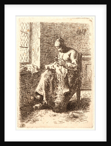 Woman Sewing (La Couseuse), ca. 1855-1856. Counterproof etching printed in dark brown ink by Jean-François Millet